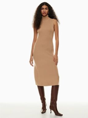 Wilfred Mimi Dress Turtleneck Midi Dress in Camel